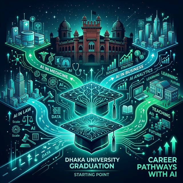 University graduation cap leading to AI career pathways